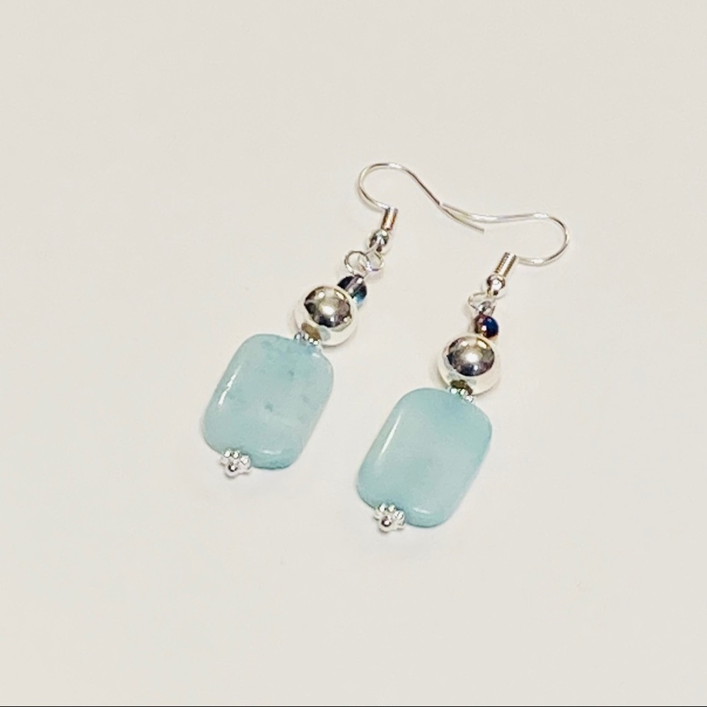 Light Blue Amazonite Stone Tibetan Silver Bohemian Seaside Beach Earrings